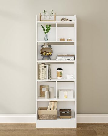 Стильний стелаж для книг з 6 секціями, білий, 24 x 60 x 170 см (BC11103X)