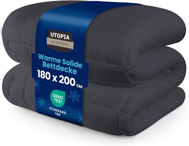 Ковдра Utopia Bedding для цілорічного використання, 370 GSM, дихаюча, стеганий, супер м'яка (білий) 180 x 200 см, сірий