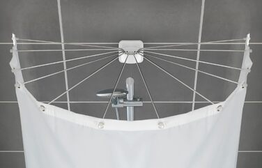 Душова штора WENKO з 12 кронштейнами з нержавіючої сталі - Shower Spider, тримач для душових штор, пластик (ABS), 96 x 10.5 x 72 см, білий