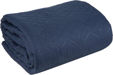 Ковдра Eurofirany, покривало, стьобана ковдра, покривало для ліжка, покривало для дивана, універсальне ковдру, класичне, стьобана, з малюнком (темно-синій 2, 200 х 220 см) Темно-синій 2 200 х 220 см
