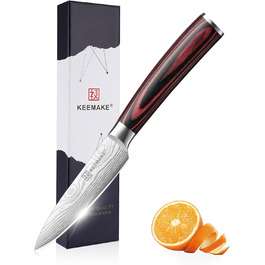 KEEMAKE Набір професійних кухонних ножів з нержавіючої сталі з захистом леза, гострі ножі шеф-кухаря та універсальні ножі для м'яса, овочів та риби (овочечистка 8.9 см)