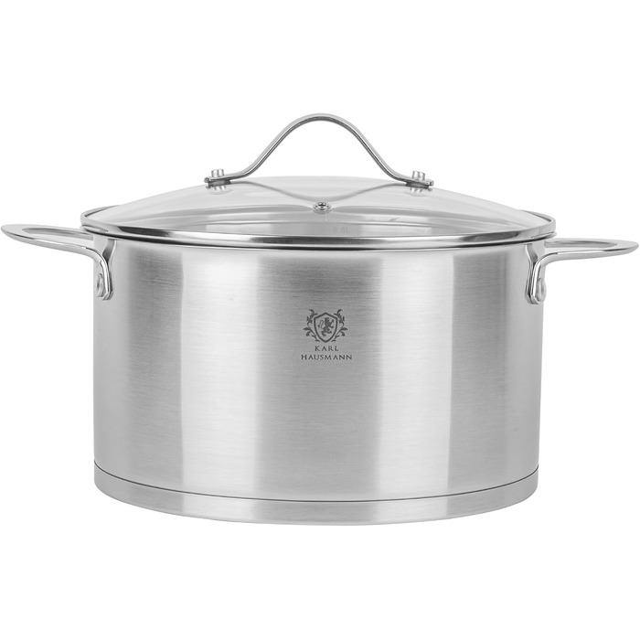 Нержавіюча каструля Karl Hausmann 3.6L з нержавіючої сталі з кришкою (20 см) - для всіх типів плит, включаючи індукцію