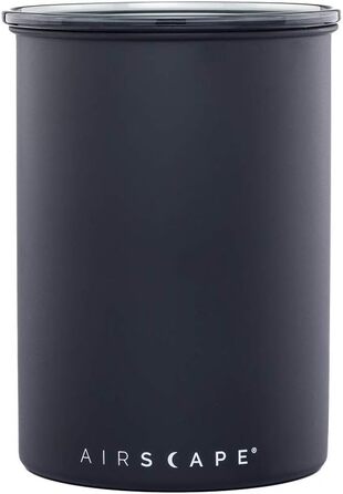 Контейнер для кави Airscape з нержавіючої сталі – герметичний контейнер для зберігання продуктів – запатентований дизайн – зберігає свіжість продуктів (середній, матовий чорний)