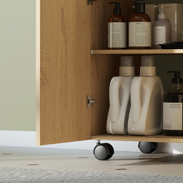 Підставка під раковину для ванної кімнати з 3-ярусним полицям, на колесах, з дерева