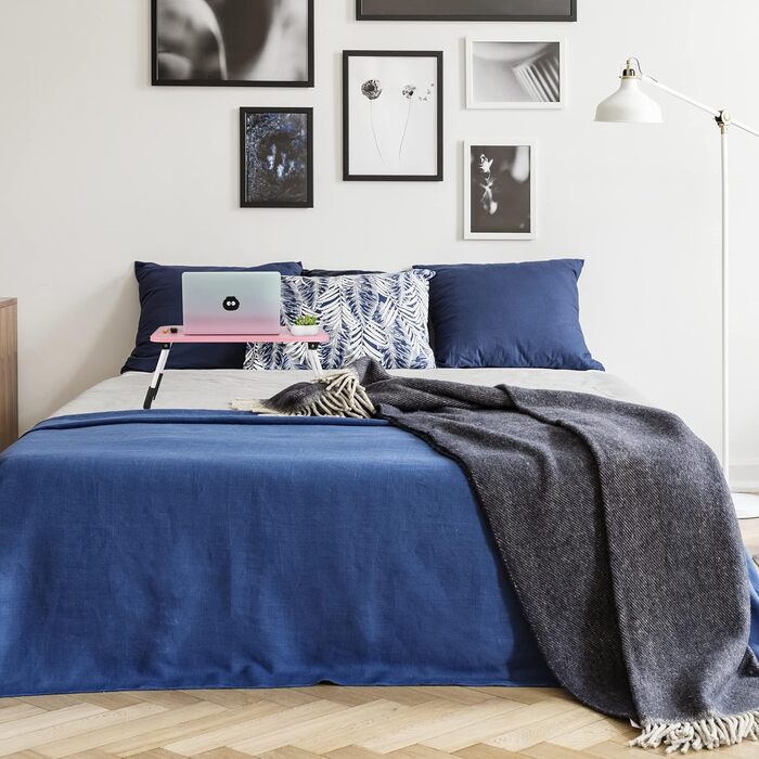 Столик для ноутбука Relaxdays на ліжко/диван, рожевий, 26 x 63 x 40 см, з регульованою висотою