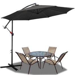 Садова парасолька від сонця Alu Ampelschirm з ручкою-курбою, Ø300 см, сіра, з UV-захистом та водовідштовхувальним покриттям