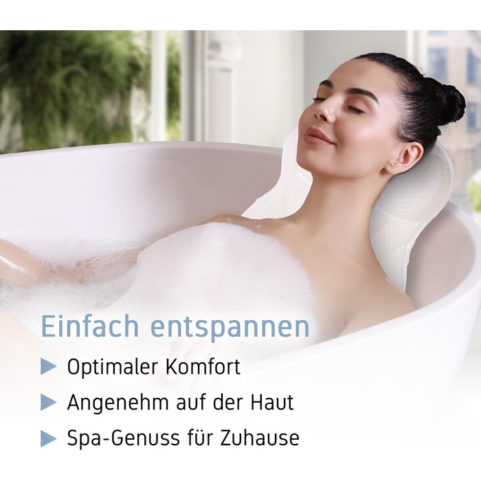 Преміум подушка для ванни з підголовником та підтримкою шиї | Ергономічна подушка для ванни з присосками | Синій (Білий)