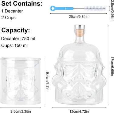 Набір для віскі: декантик, келихи та щітка для чищення. 750 мл