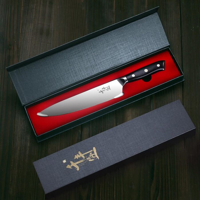 Саторі Дамаска 18 см - професійний кухонний ніж з дерев'яною ручкою, високовуглецева сталь VG10, преміум якість