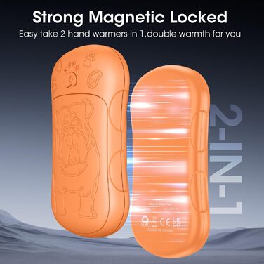 Електричні грілки для рук, 2 шт., 6000 мАг, акумулятор, багаторазові, зарядні, ідеальні для спорту на відкритому повітрі, полювання, гольфу, кемпінгу, теплий подарунок для жінок, чоловіків, дітей (Помаранчевий)