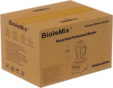 Потужний блендер BioloMix 2200 Вт, самоочищення, 2 л міксер без бісфенолу А Смузі