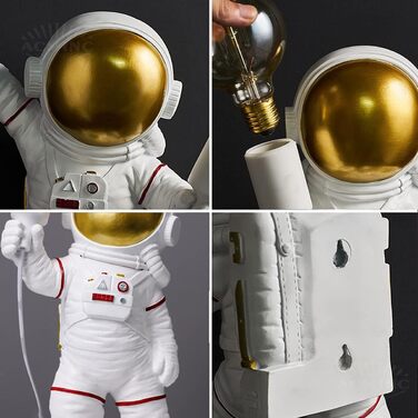 Дитяча настільна лампа ACMHNC Astronaut, світлодіодний нічник, E27, White&Gold, H 39см, Подарунок для дітей