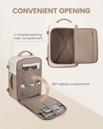 Рюкзак жіночий LOVEVOOK 40L для подорожей та авіаперельотів, Carry On, Beige Khaki, 17 дюймів