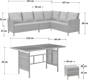 Садовий кутовий диван SVITA Madison Rattan-Lounge з ротангу сірого кольору для тераси та саду