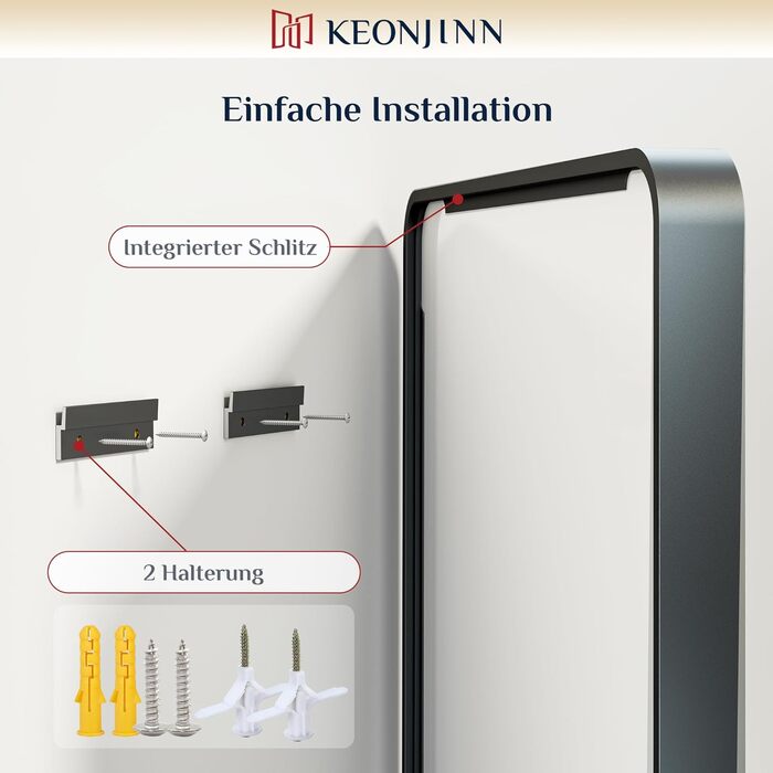 Дзеркало настінне Keonjinn Wand Spiegel чорного кольору 40x50 см з металевим каркасом, прямокутна форма. Підходить для ванної кімнати, вітальні, спальні, коридору.