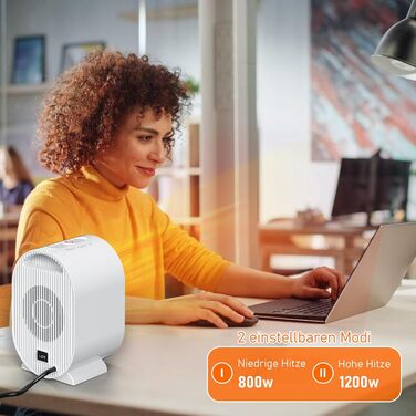 Електричний обігрівач PTC: тихий, керамічний, з регулюванням температури, портативний, з захистом від перегріву та перекидання. Підходить для офісу, дому, гуртожитку