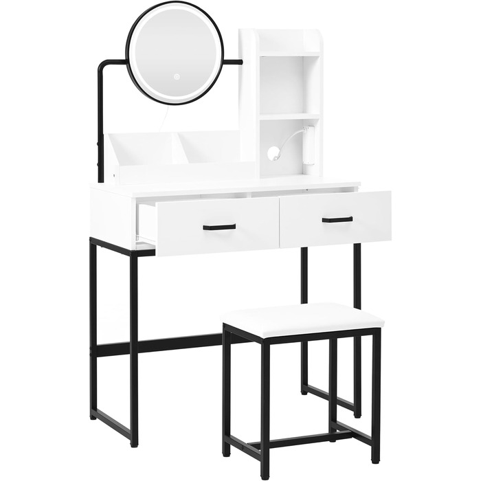 Журнальний столик-туалетник ModernLuxe з дзеркалом, 5 ящиків, розмір 100x76x40 см (без табурета)