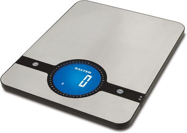 Електронні цифрові кухонні ваги SALTER 1240 SSDR Geo, електронні компактні ваги, РК-дисплей з підсвічуванням, зважуйте безпосередньо на матовій платформі з нержавіючої сталі