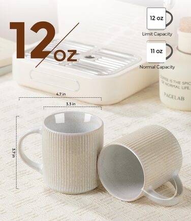 Набір посуду GBhome з реактивної глазурі для 4 осіб (12 предметів), ручної роботи, бежевий колір, миючий посуд, безпечний для мікрохвильової печі, комплект тарілок та мисок