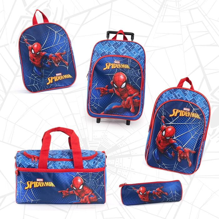 Дитячий рюкзак PERLETTI Spiderman Kids 3 4 5 6 років - Marvel Superhero Дитячий рюкзак для хлопчиків з 2 колесами та передньою кишенею - Людина-павук Рюкзак-візок Дитячий садок для малюків - 36x25x12 см