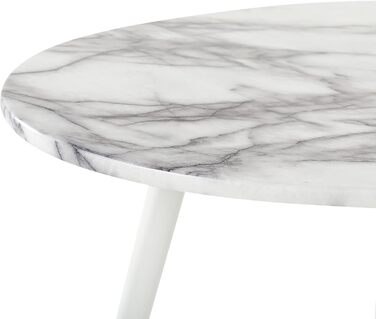 Стільниця Beliani Glamour з МДФ під мармур, біла, овальна, 120 x 70 см, металеві ніжки