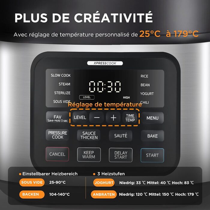 Мультиварка Midea 9-в-1, 6л, 12 функцій, електроскороварка (приготування на повільній варці, рисоварка, су-від, випічка), 70% швидше, нержавіюча сталь з покриттям, чорний