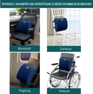 Підкова для спини JX OFFICE блакитна ергономічна з Memory Foam - для офісу, крісла, дому. Зменшує та запобігає болям у спині