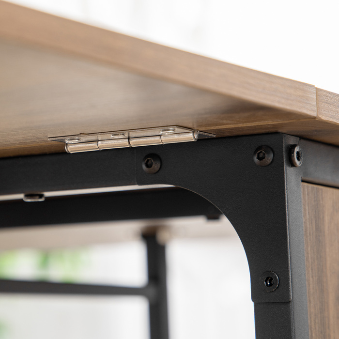 Складаний мобільний столик, 2 стільничні поверхні, 130 см x 80 см x 74 см, Колір: Коричневий