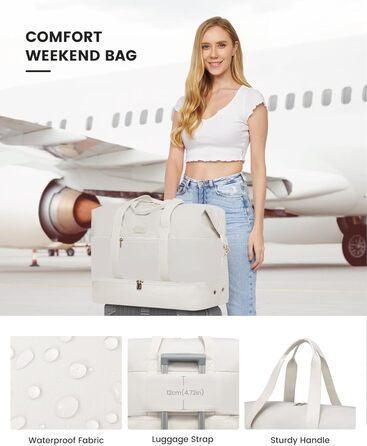 Спортивна сумка LOVEVOOK для подорожей: дорожня сумка-валіза, дорожня сумка-мішок, сумка для одягу, валіза для ручної поклажі, сумка для пологів, з відділенням для взуття та косметичкою, бежево-коричнево-чорна