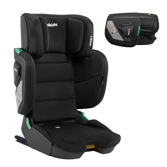 Складане дитяче автокрісло Jovikids з ISOFIX, дитячі автокрісла i-Size R129 приблизно 3-12 років (100-150 см), бустер зі спинкою, підходить для подорожей (чорний)