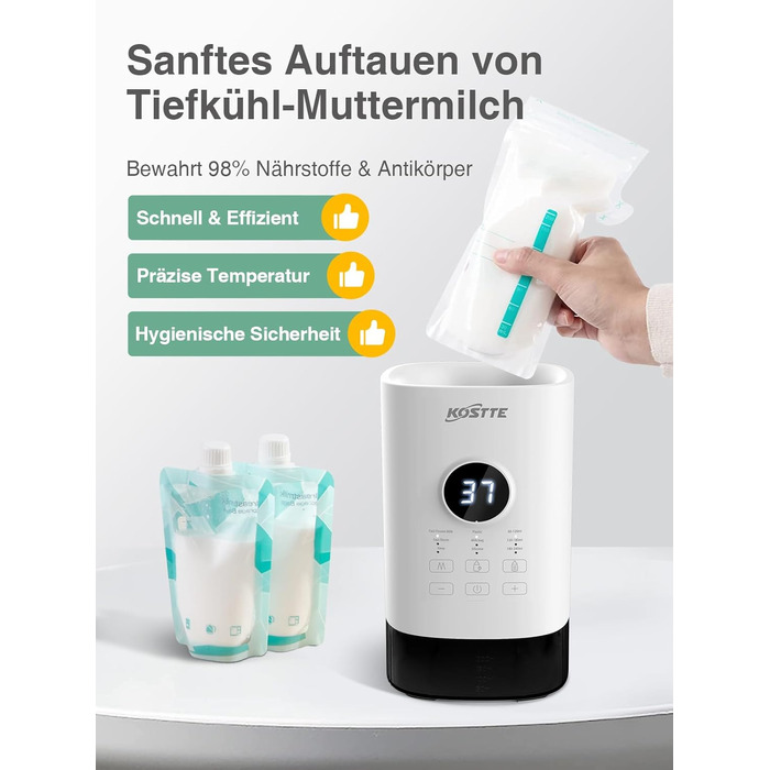 Підігрівач для пляшечок KOSTTE - універсальний, для грудного молока та суміші (білий)