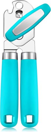 Відкривачка для консерв Rainspire, ручна, міцна, з плавним зрізом, з інтегрованим відкривачем пляшок, рожева (блакитна)