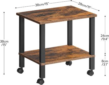 HOOBRO Підставка для принтера з 2 ящиками, 38 x 28 x 38 см, для офісу, темно-коричнева та чорна