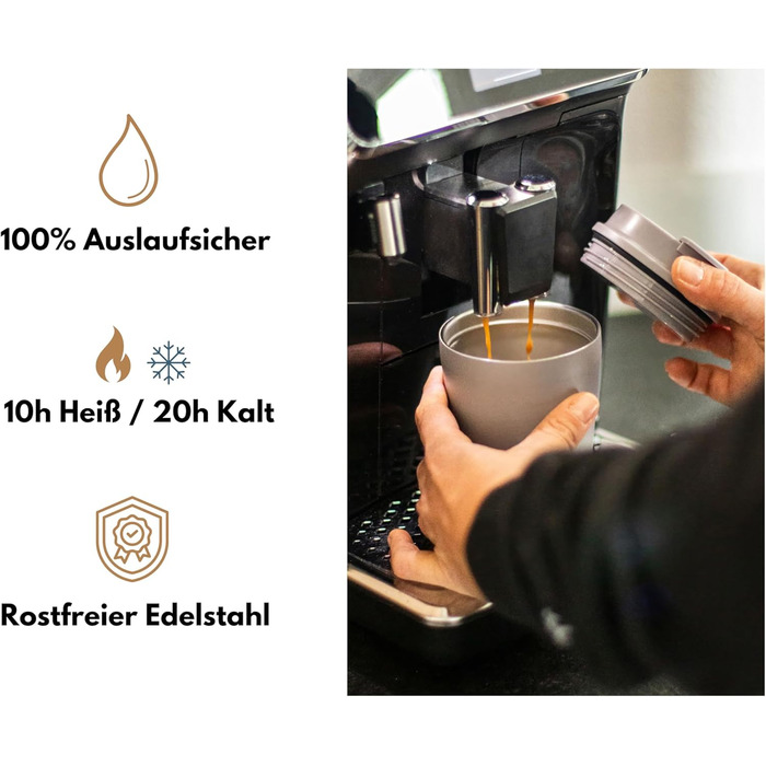 Термокружка Milu 400 мл, не протікає, з нержавіючої сталі, з трубочкою, ізольована, зберігає тепло 10 годин / холод 20 годин, без BPA (Taupe Grau)