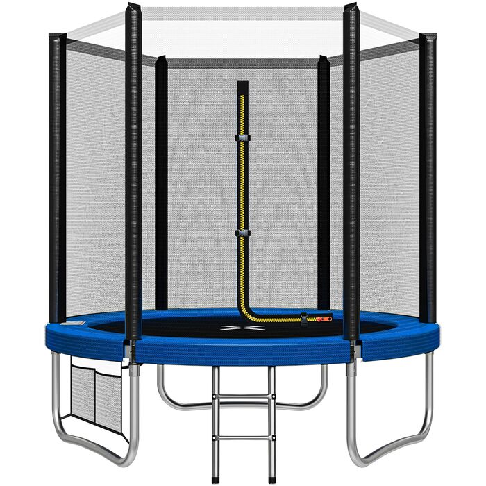Батут JUMMICO вуличний Ø 183/228/305/366/427 см, сертифікат GS, для дітей з драбиною та кишенею (183 см, синій)
