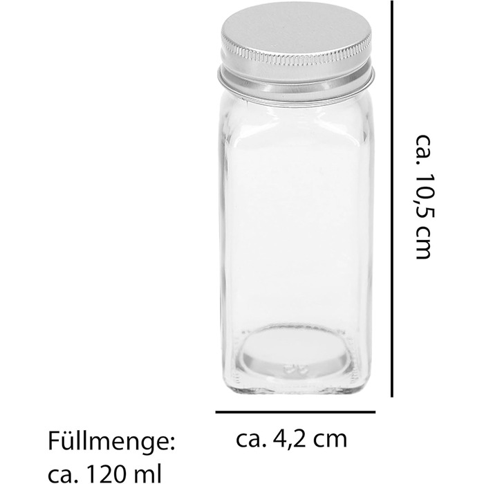 Квадратний набір банок для спецій VonBueren 24 x 120 мл Контейнер для спецій зі спринклерною вставкою Скляний шейкер для спецій