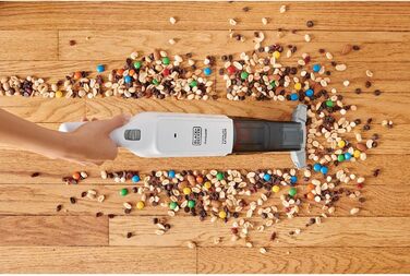 Акумуляторний ручний пилосос BlackDecker Dustbuster Slim HLVC315J11 (12 В, 1,5 Агод, без мішка та бездротовий, з вбудованою насадкою для всмоктування розміру XXL, включаючи зарядний кабель, щілинну насадку та щітку для м'яких меблів), білий