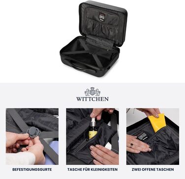 Чемодан для косметики/ручної поклажі WITTCHEN Globe Line | ABS, кодовий замок, 25 x 33 x 16,5 см, чорний | Підходить для Lufthansa, Eurowings, Ryanair, Condor, Discover Airlines