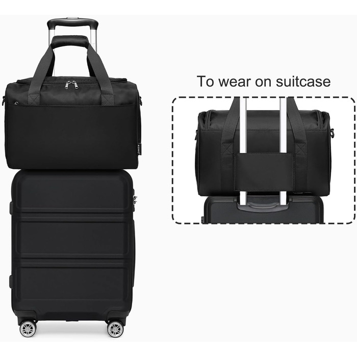 KONO Набір валіз-ролерів 2 в 1, 55 см, ручна поклажа, кремовий, набір для подорожей