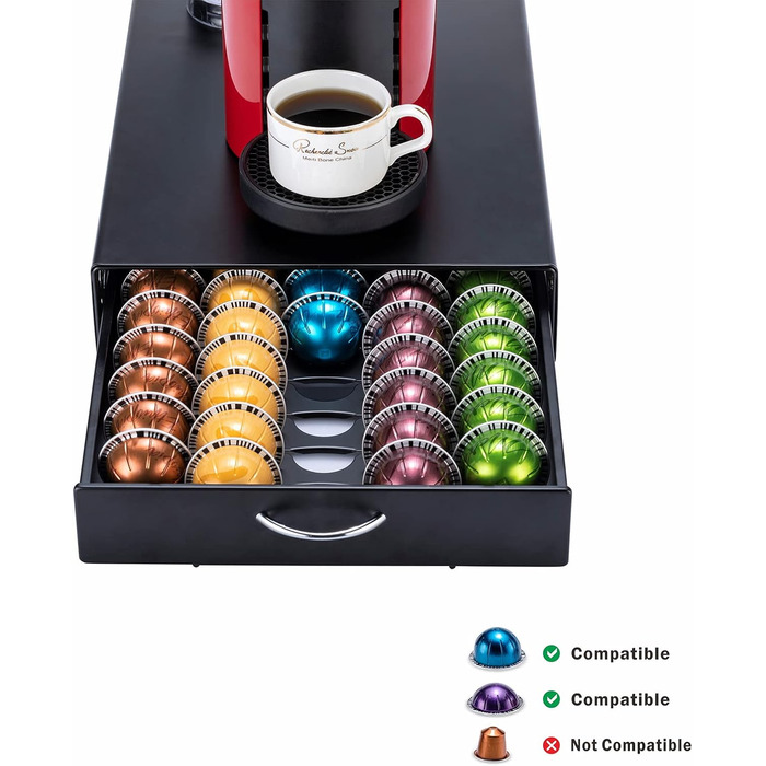 Тримач для капсул Vertuo Rice Rat – 50 капсул, чорний, скляний, для Nespresso Vertuo