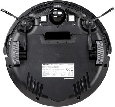 Робот-пилосос MEDION MD 18500 з базою для зарядки, білий (90 хв роботи, для твердих підлог, плитки, ламінату, оптимізований для шерсті тварин, прямий всмоктування, автоматичне повернення на базу)
