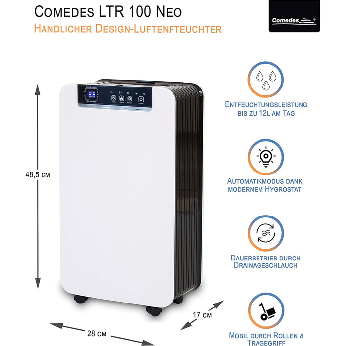 Електричний осушувач повітря Comedes LTR 100 NEO - 12л/24г, до 50м²