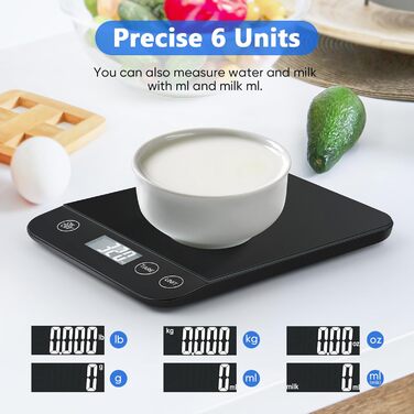 Кухонні ваги Dr. Cow з подвійною платформою, 15 кг/1 г та 500 г/0.01 г, 7 одиниць вимірювання, функція тарування, підрахунку, автовимкнення, для кухні, ювелірних виробів, випічки та приготування їжі (K53H)