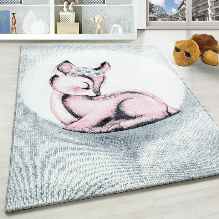 Дитячий килимок Fawn Design Pink Runner - Килимок з коротким ворсом Дитячий ігровий килимок Антиалергенний і Екстра М'який - Килимки для дитячої кімнати для хлопчика і дівчинки Дитячий килимок (140 х 200 см, рожевий)