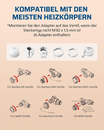 Розумний термостат для радіатора DEWENWILS WiFi, програмований, з керуванням через додаток, сумісний з Alexa та Google Assistant, енергозберігаючий, 1 шт.