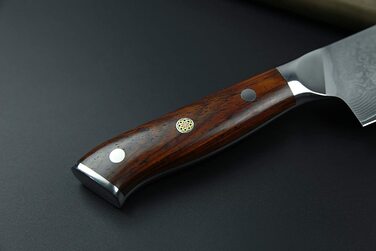SCHNEIDWERK Santoku ніж з дамаської сталі, кухонний ніж 17.6 см, 67 шарів нержавіючої сталі, кухонний ніж з дамаської сталі, дуже гострий, DI-серія