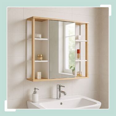 Дзеркальна шафка Relaxdays з бамбуковим декором