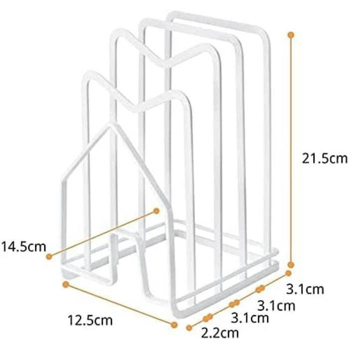LINFIDITE Металева обробна дошка Стійка Обробна дошка Органайзер Тримач кришки для каструлі для кухонної стільниці 12,5x14,5x21,5 см (білий)