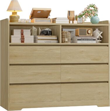 Комод FOREHILL з 6 висувними ящиками, 120 см, колір дуб - комод-тумба для спальні, вітальні, передпокою, 120x40x100 см