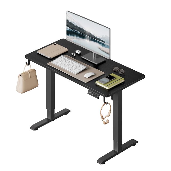 Електричний підйомний стіл WOLTU з функцією пам'яті та захистом від зіткнень, комп'ютерний стіл для дому та офісу, чорний, 100 x 48 см